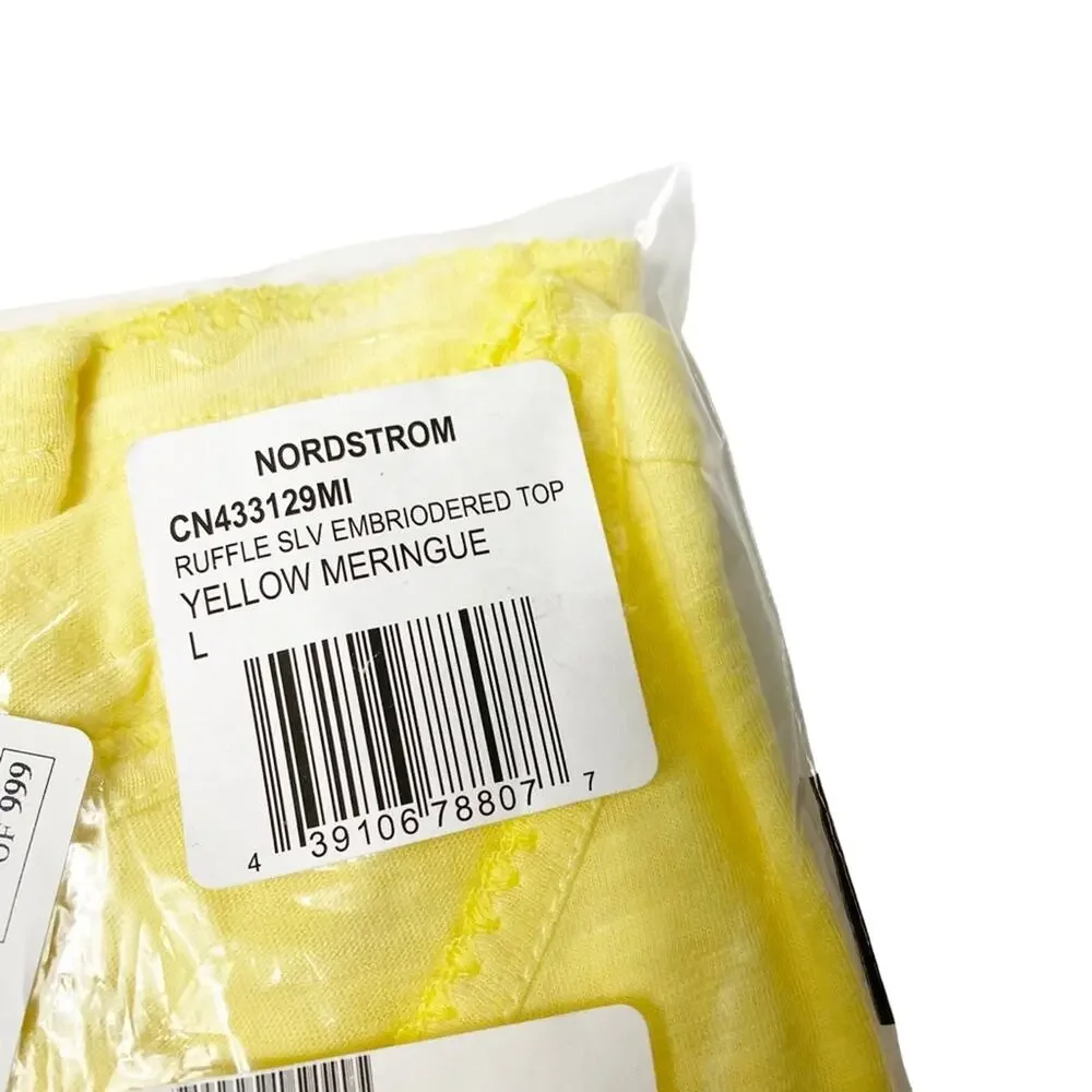 Caslon Ruffle Yellow Women Large Embriodered Top BRAND NEW STILL SEALED